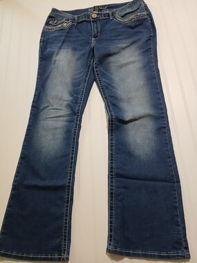 Ariya Dark Blue Bootcut Jeans with Fading